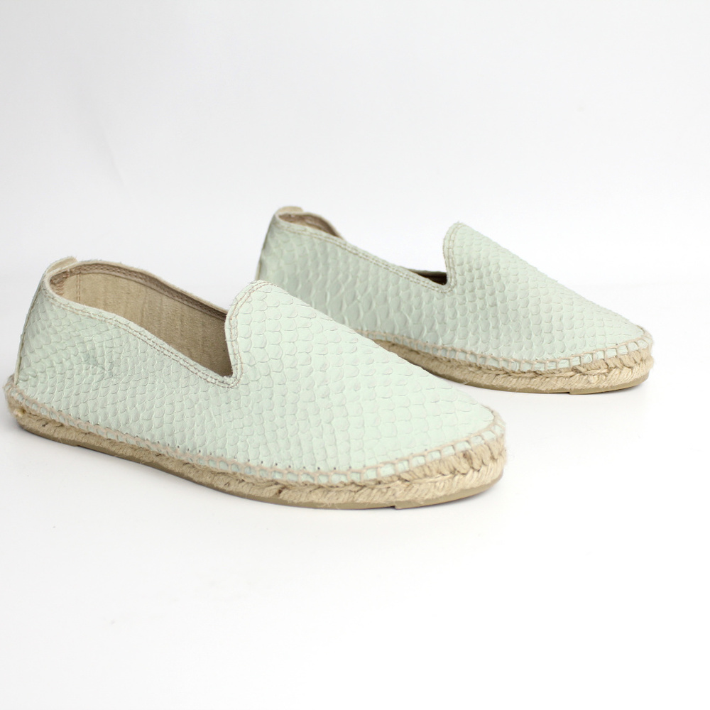 Mint Manebi Python Embossed Leather Espadrilles 38 - image 2